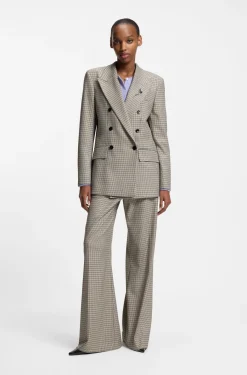 Relaxed-Fit Blazer mit filigranem Hahnentritt-Muster