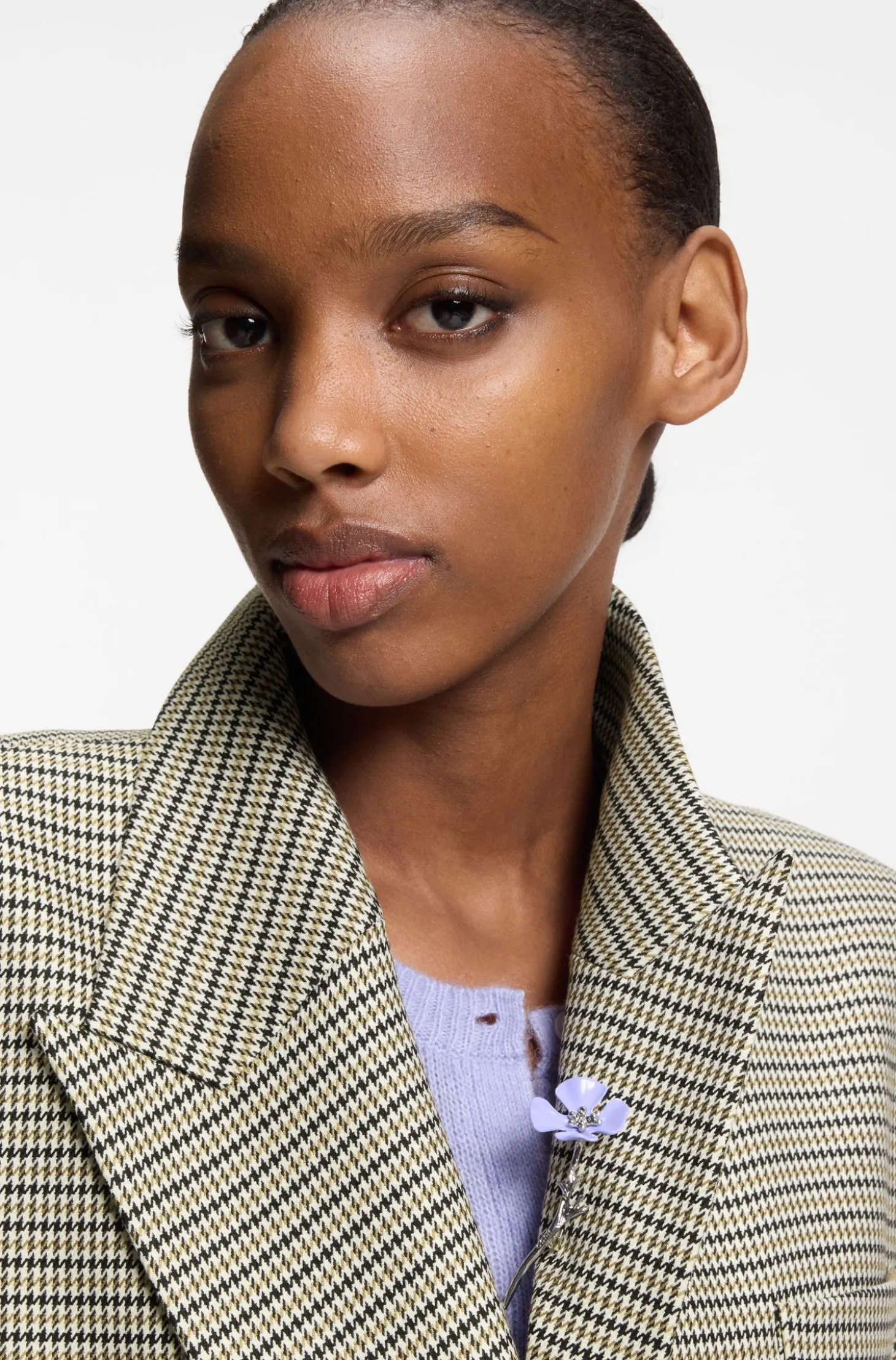 Relaxed-Fit Blazer mit filigranem Hahnentritt-Muster