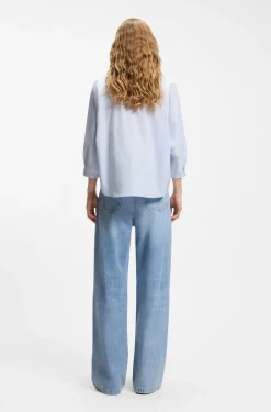 Relaxed-Fit Bluse aus Baumwoll-Popeline mit Kimonoärmeln