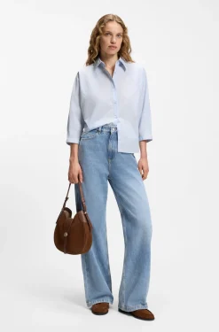 Relaxed-Fit Bluse aus Baumwoll-Popeline mit Kimonoärmeln