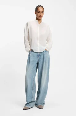 Relaxed-Fit Bluse aus Baumwoll-Voile