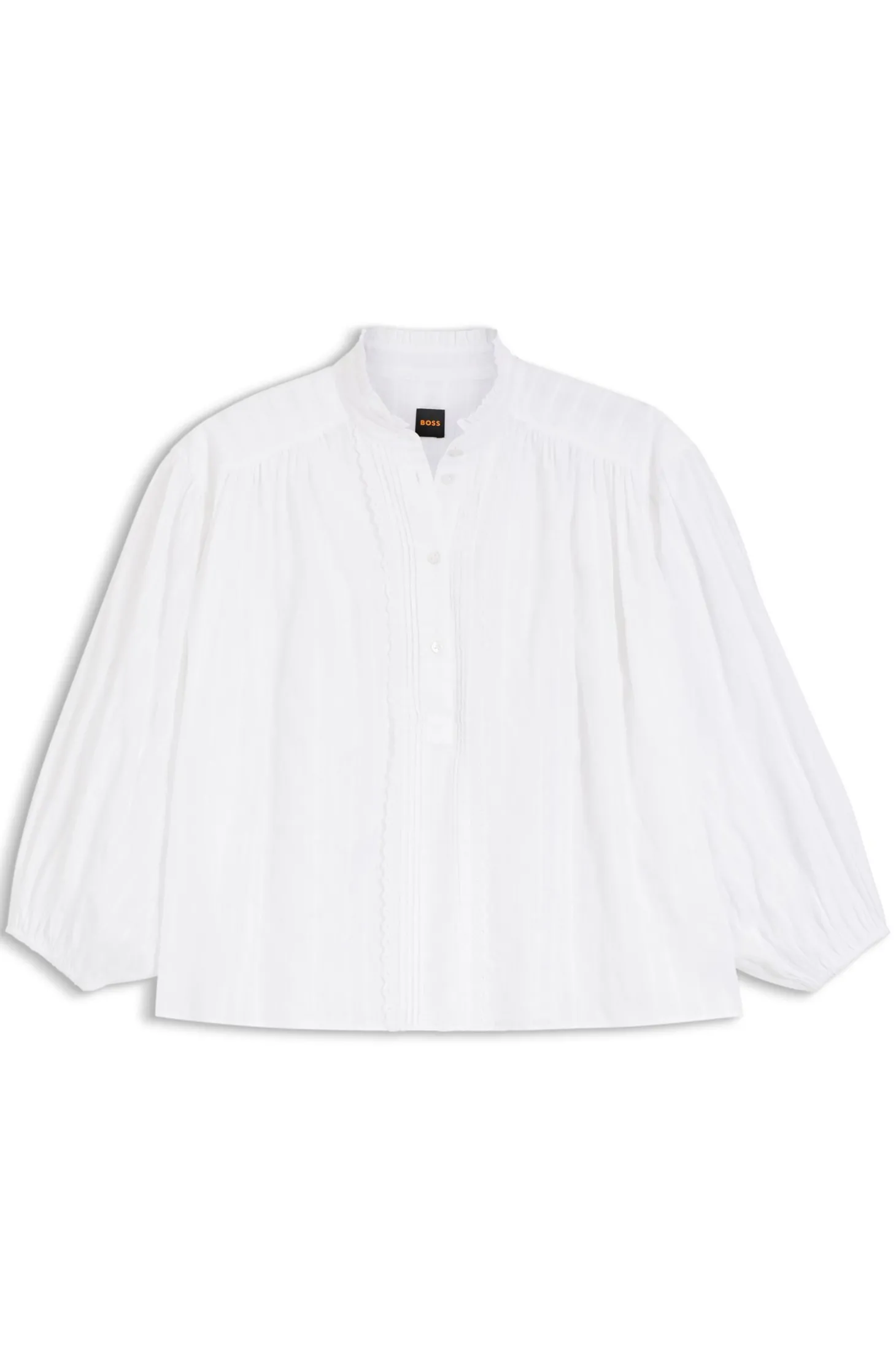 Relaxed-Fit Bluse aus Baumwolle mit Ballonärmeln
