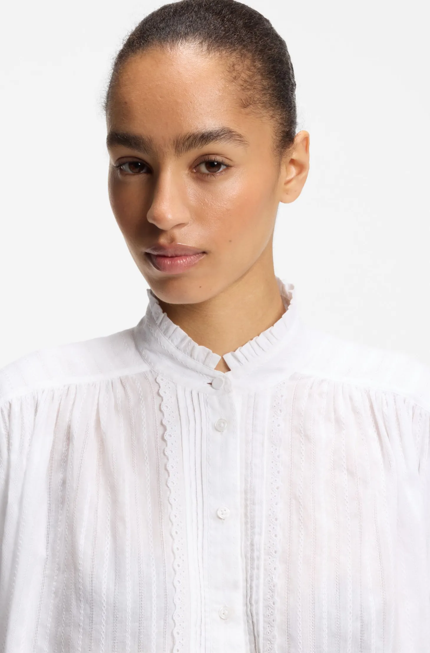 Relaxed-Fit Bluse aus Baumwolle mit Ballonärmeln