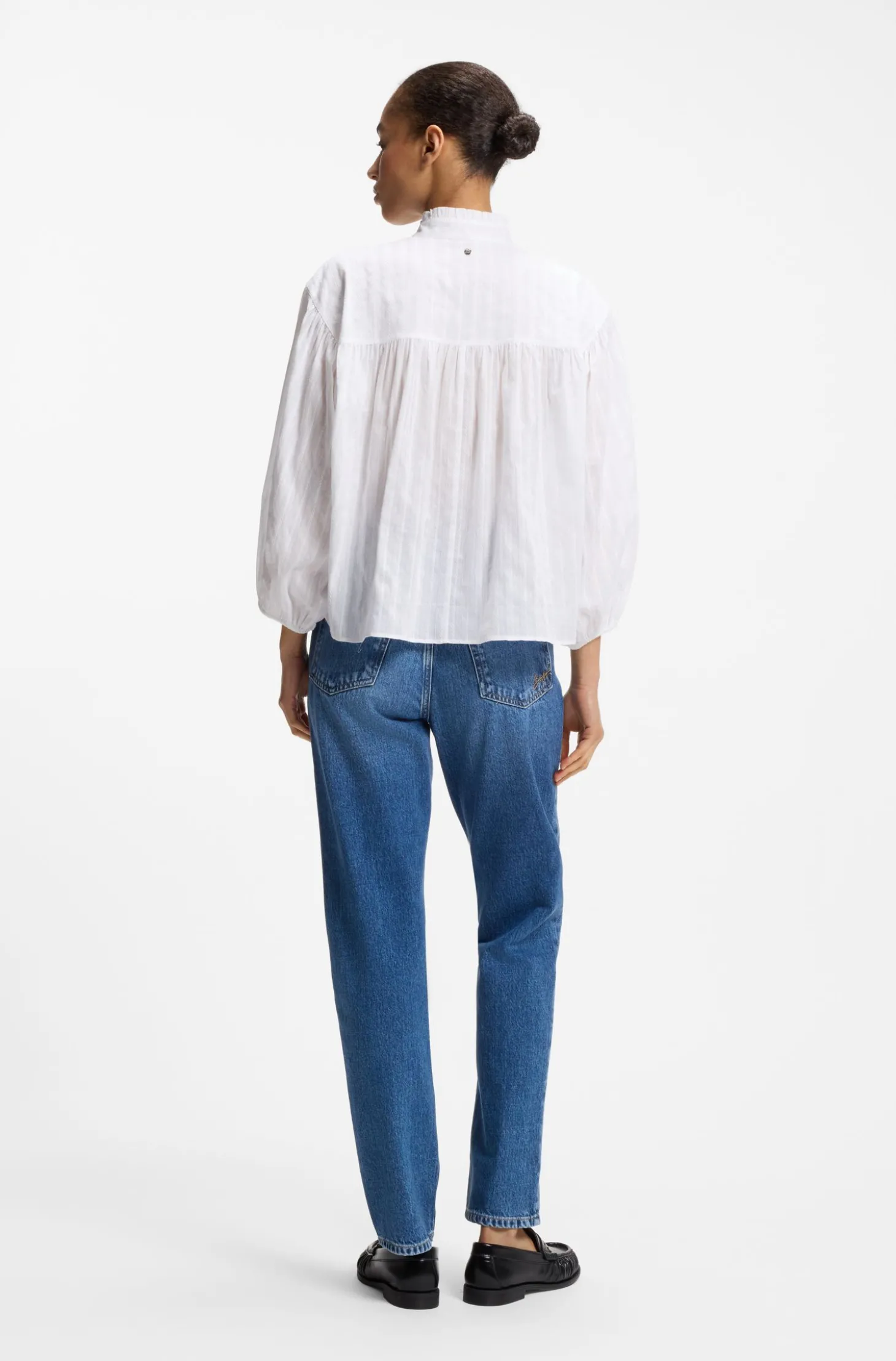 Relaxed-Fit Bluse aus Baumwolle mit Ballonärmeln