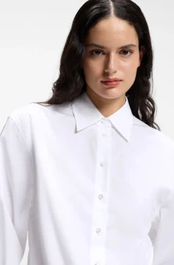 Relaxed-Fit Bluse aus Baumwolle mit Stack-Logo Manschettenknöpfen