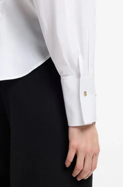 Relaxed-Fit Bluse aus Baumwolle mit Stack-Logo Manschettenknöpfen