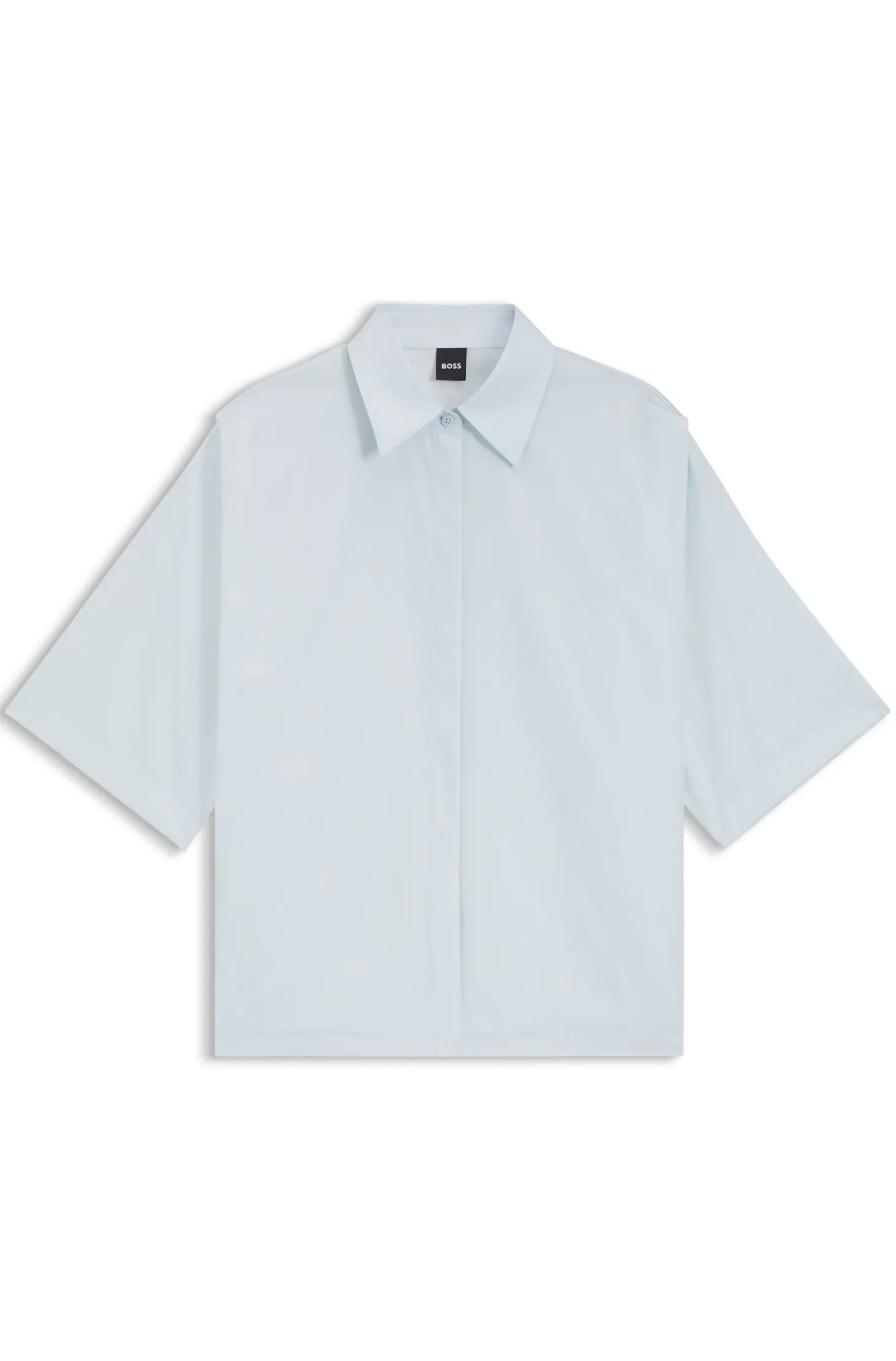 Relaxed-Fit Bluse aus Baumwoll-Popeline mit Spitzkragen