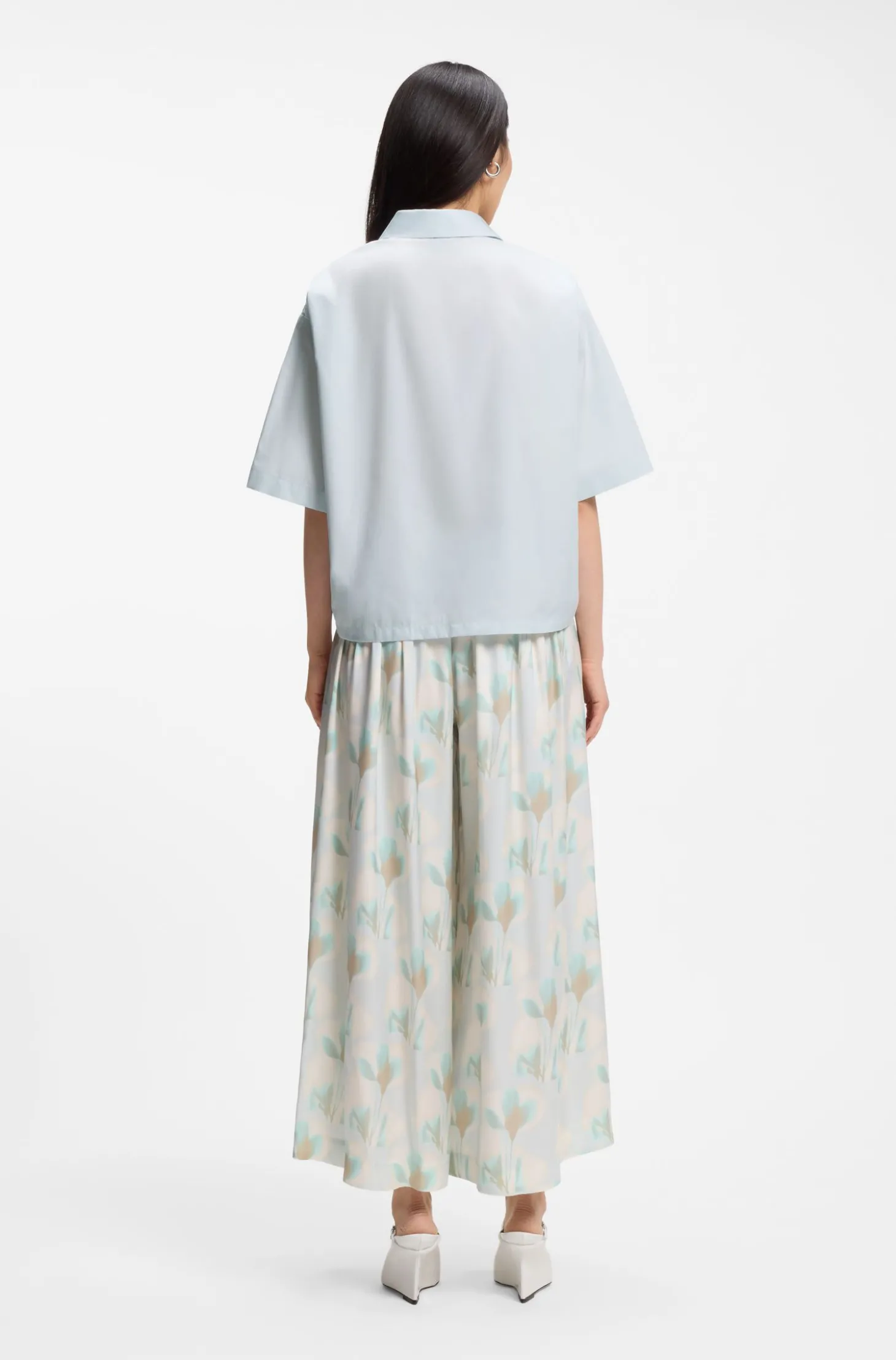 Relaxed-Fit Bluse aus Baumwoll-Popeline mit Spitzkragen
