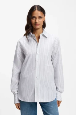 Relaxed-Fit Bluse aus gestreifter Baumwoll-Popeline