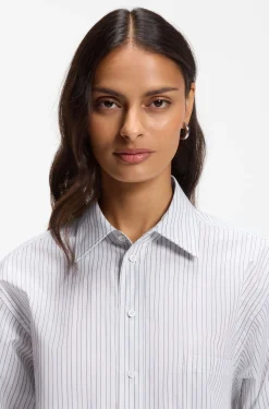 Relaxed-Fit Bluse aus gestreifter Baumwoll-Popeline