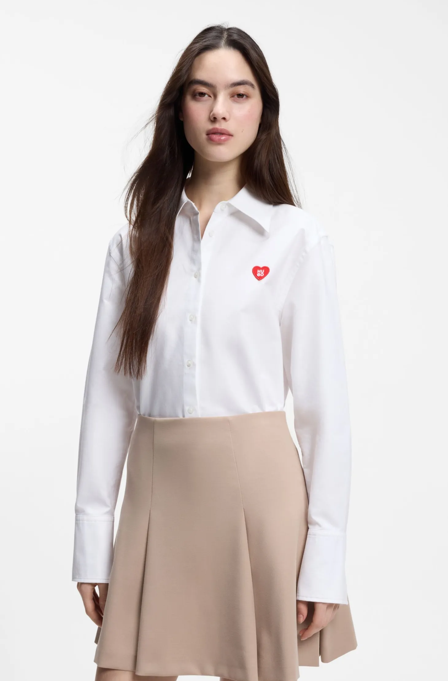 Relaxed-Fit Bluse aus Oxford-Baumwolle mit Herz-Logo