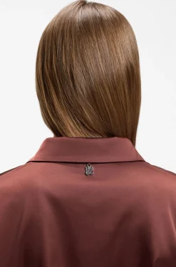 Relaxed-Fit Bluse aus Stretch-Satin mit Krawatten-Detail
