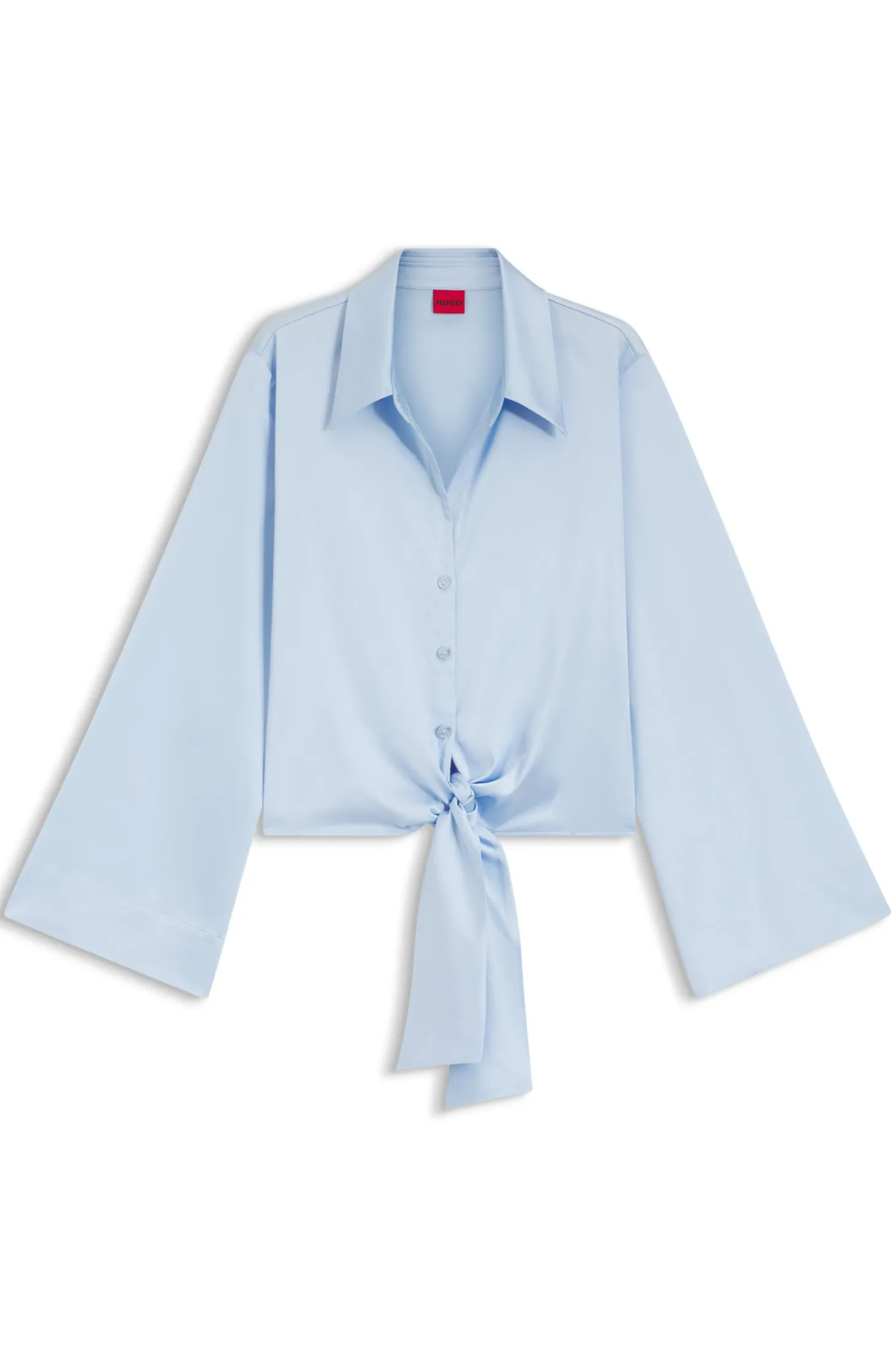 Relaxed-Fit Bluse aus Stretch-Satin mit Krawatten-Detail