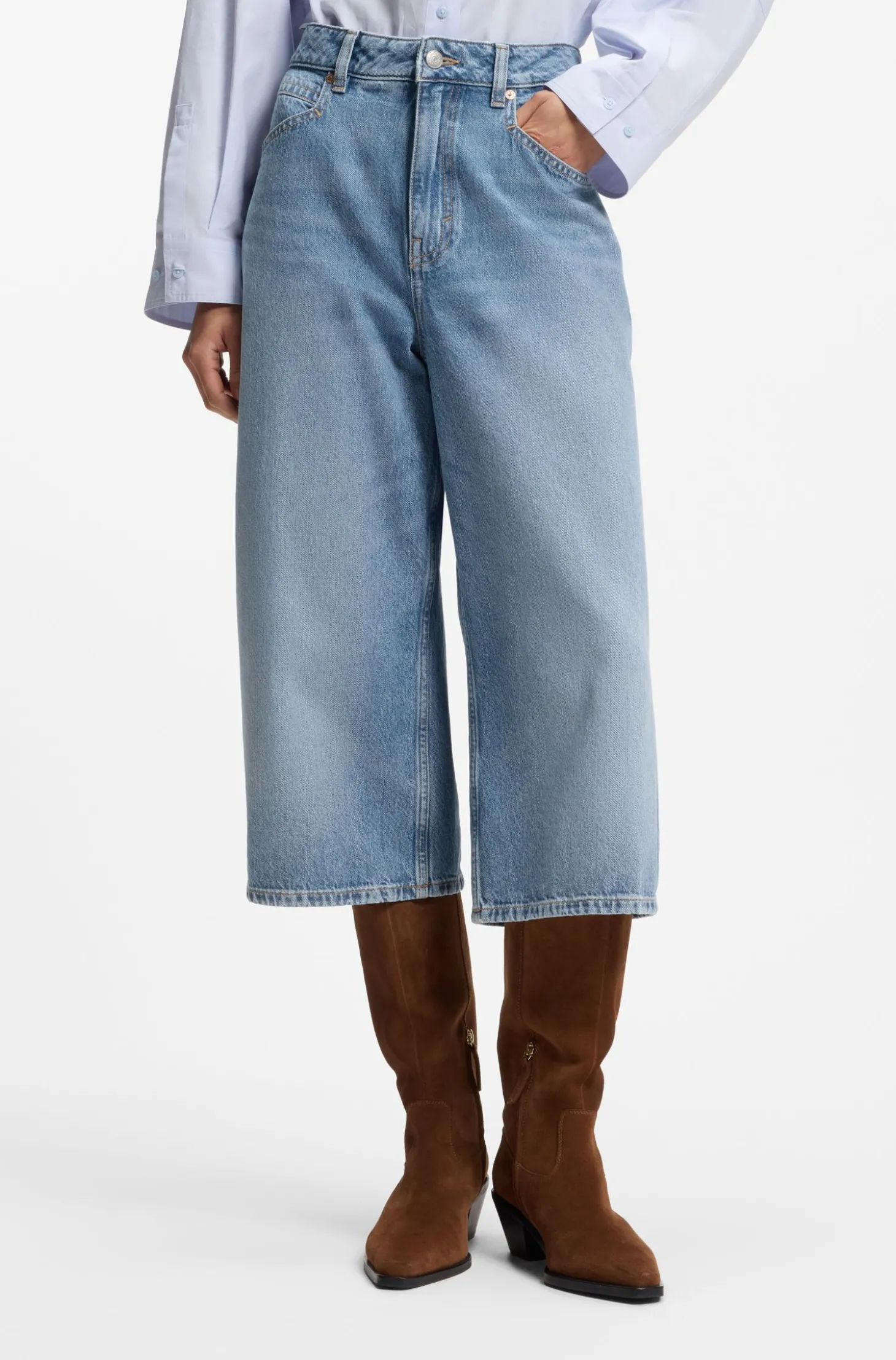 Relaxed-Fit Cropped-Jeans mit mittlerer Bundhöhe