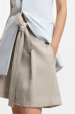 Relaxed-Fit Culotte aus Leinen-Mix mit Fischgrät-Webstruktur