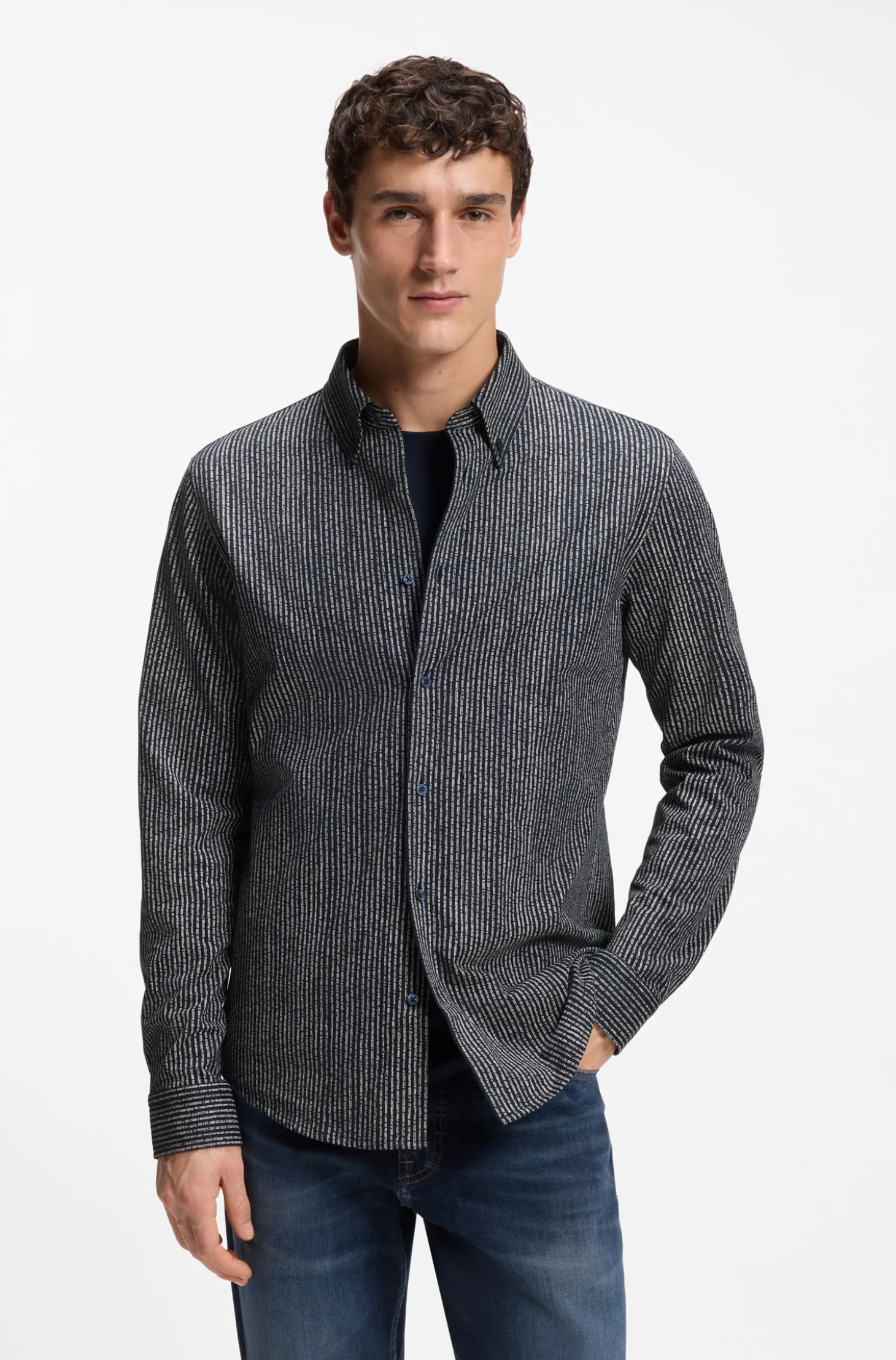 Relaxed-Fit Hemd aus bedrucktem Baumwoll-Jersey