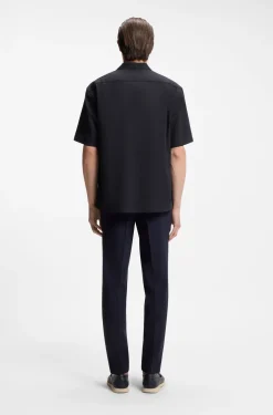 Relaxed-Fit Hemd aus Woll-Mix mit Mesh-Muster
