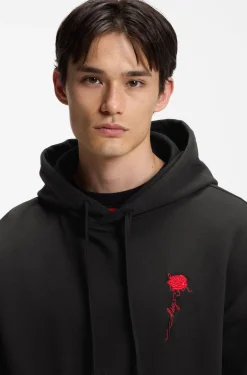 Relaxed-Fit Hoodie aus Baumwoll-Terry mit Rosen-Logo