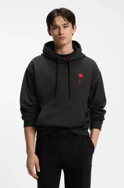 Relaxed-Fit Hoodie aus Baumwoll-Terry mit Rosen-Logo