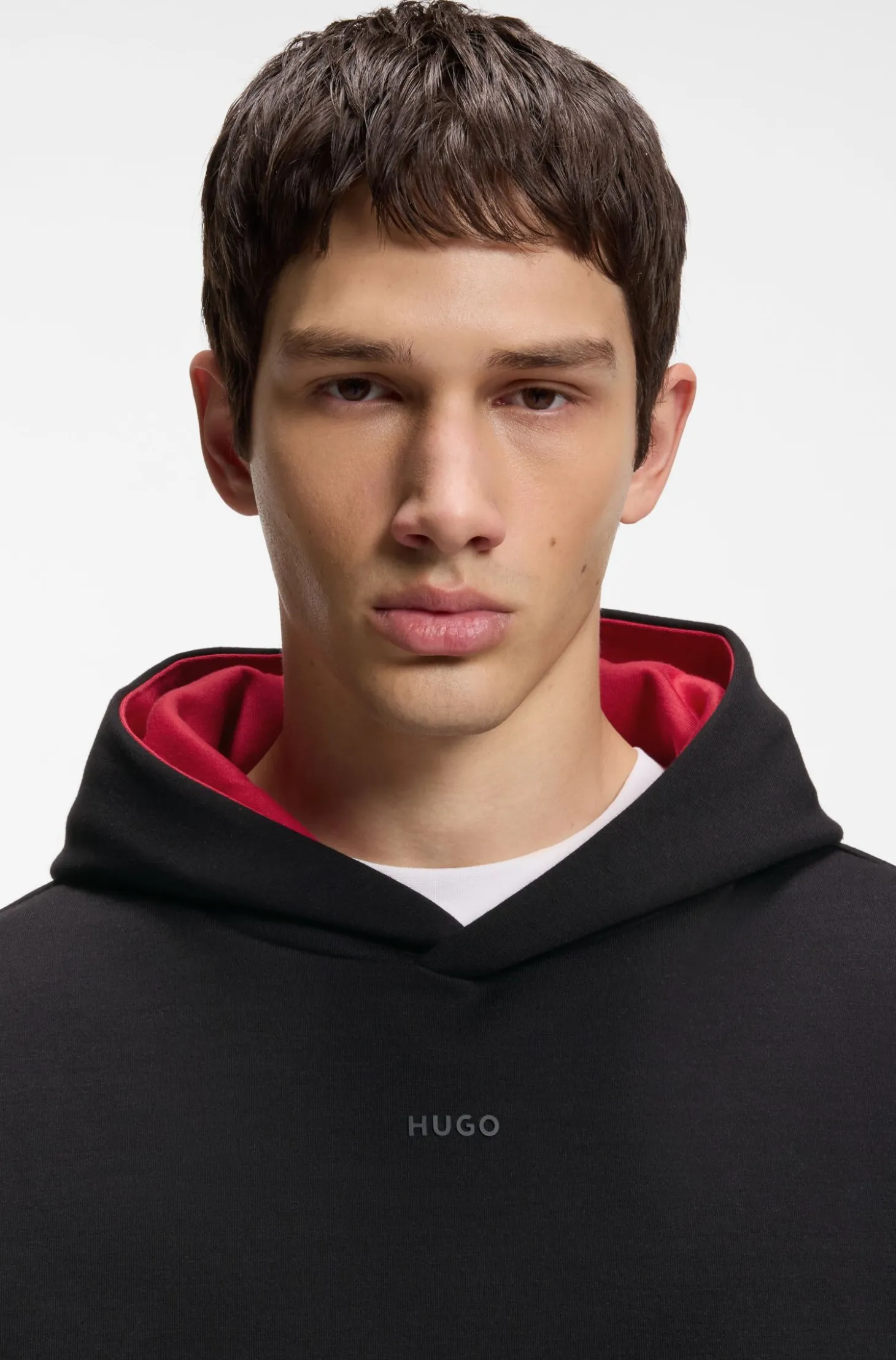 Relaxed-Fit Hoodie aus Stretch-Baumwolle mit kontrastierendem Innenfutter