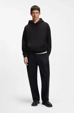 Relaxed-Fit Hoodie aus Stretch-Baumwolle mit kontrastierendem Innenfutter