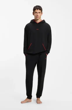Relaxed-Fit Hoodie mit kontrastfarbener Logo-Paspel
