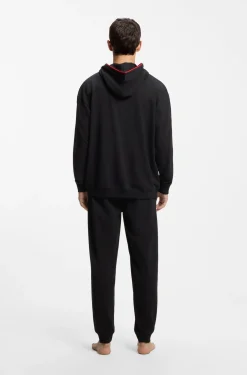 Relaxed-Fit Hoodie mit kontrastfarbener Logo-Paspel