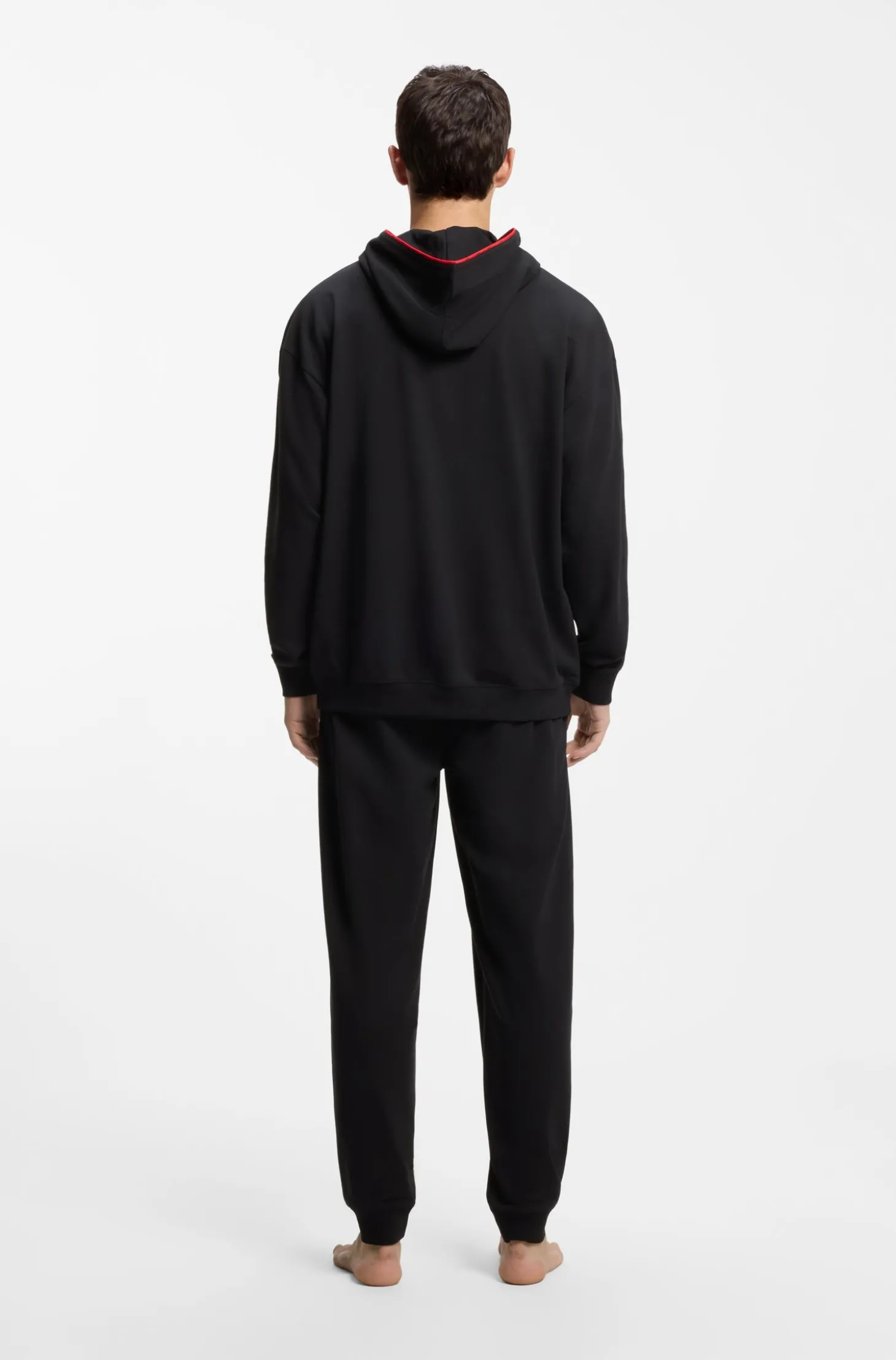 Relaxed-Fit Hoodie mit kontrastfarbener Logo-Paspel