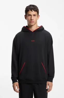 Relaxed-Fit Hoodie mit kontrastfarbener Logo-Paspel