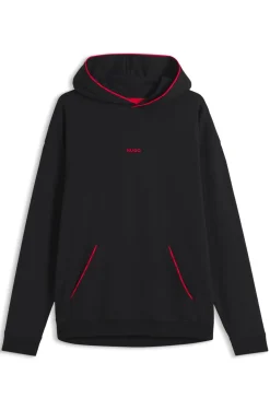 Relaxed-Fit Hoodie mit kontrastfarbener Logo-Paspel