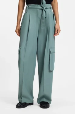 Relaxed-Fit Hose aus drapiertem Twill mit Paperbag-Bund