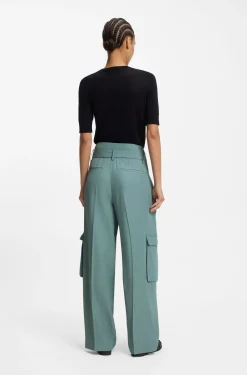 Relaxed-Fit Hose aus drapiertem Twill mit Paperbag-Bund