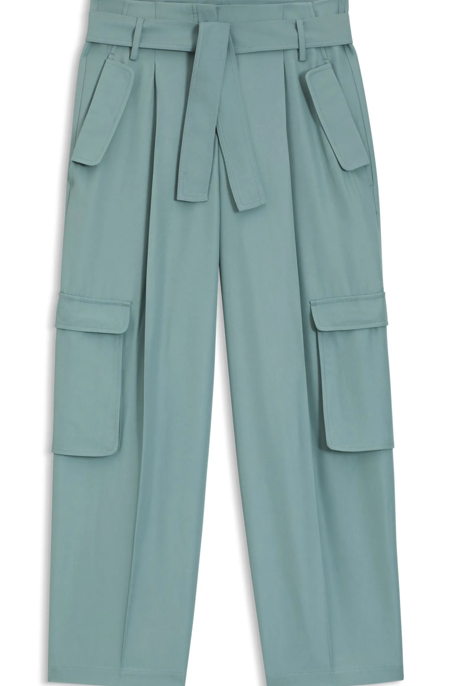 Relaxed-Fit Hose aus drapiertem Twill mit Paperbag-Bund