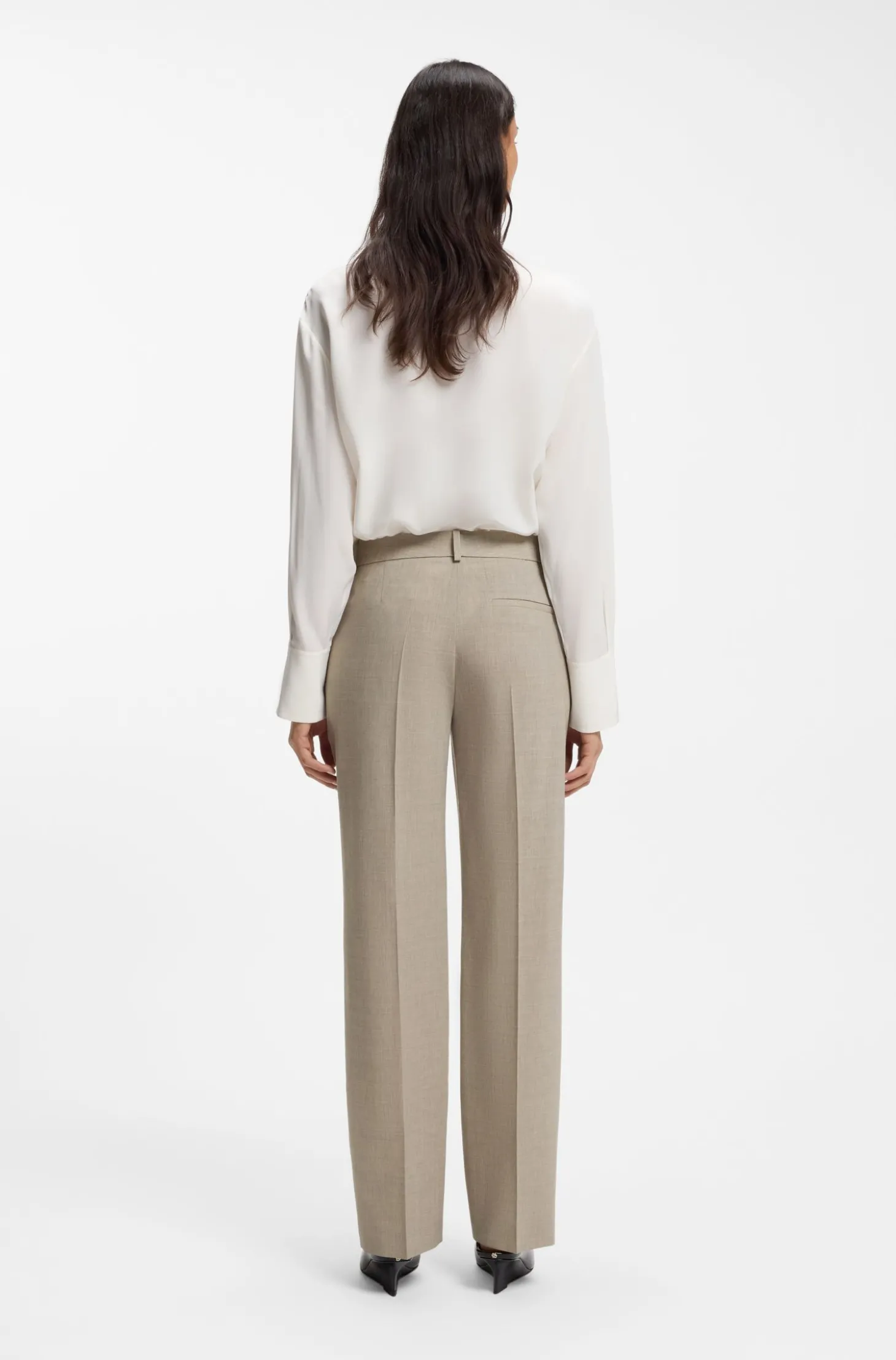 Relaxed-Fit Hose aus melierter Schurwolle