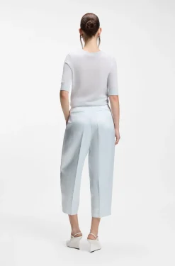 Relaxed-Fit Hose aus Satin mit Bundfalten auf der Vorderseite