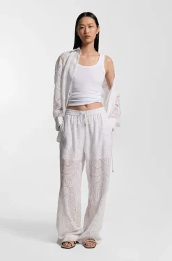 Relaxed-Fit Hose mit Blumenstickerei