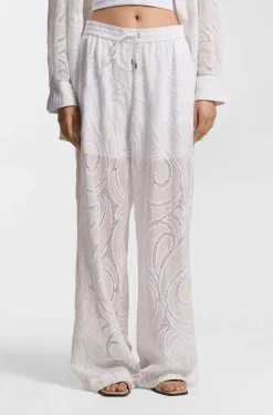 Relaxed-Fit Hose mit Blumenstickerei