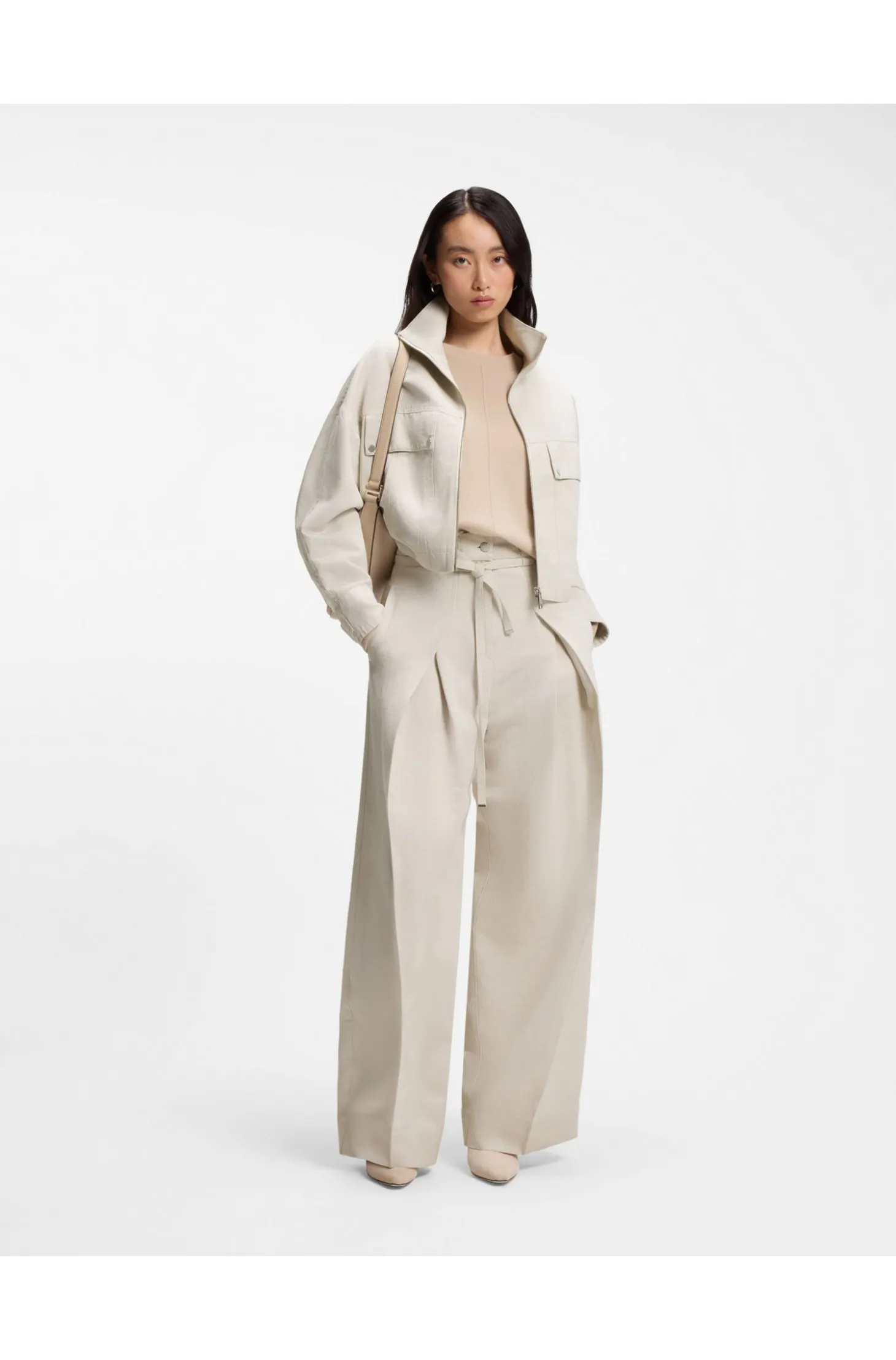 Relaxed-Fit Jacke aus Baumwoll-Twill mit Leinen
