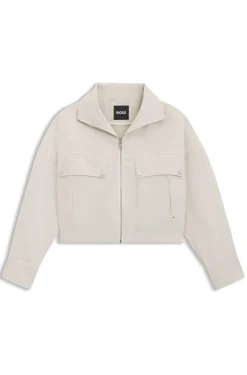 Relaxed-Fit Jacke aus Baumwoll-Twill mit Leinen