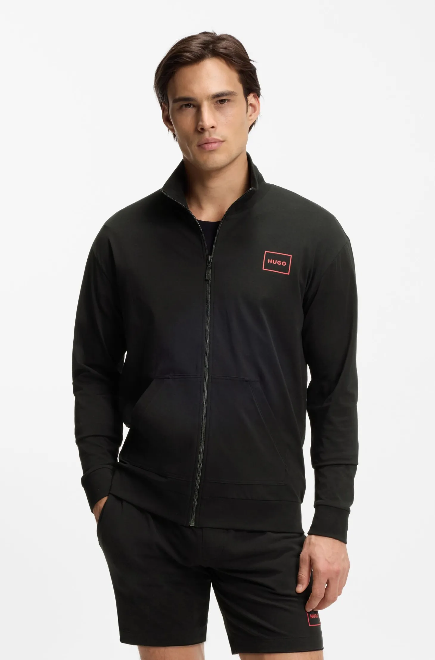 Relaxed-Fit Jacke aus Stretch-Baumwolle mit eingerahmtem Logo