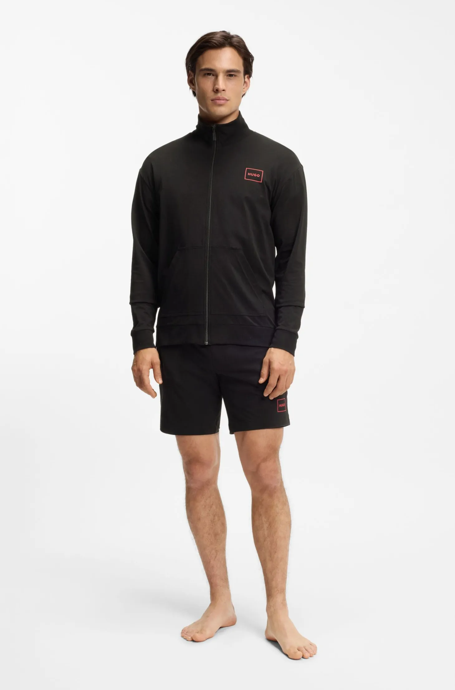 Relaxed-Fit Jacke aus Stretch-Baumwolle mit eingerahmtem Logo