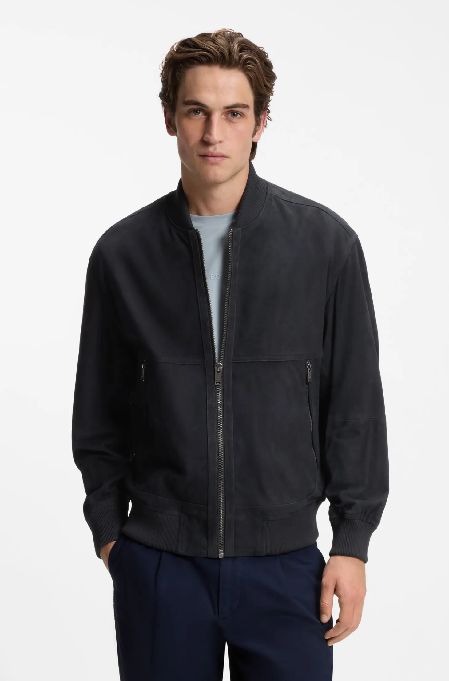 Relaxed-Fit Jacke aus Veloursleder