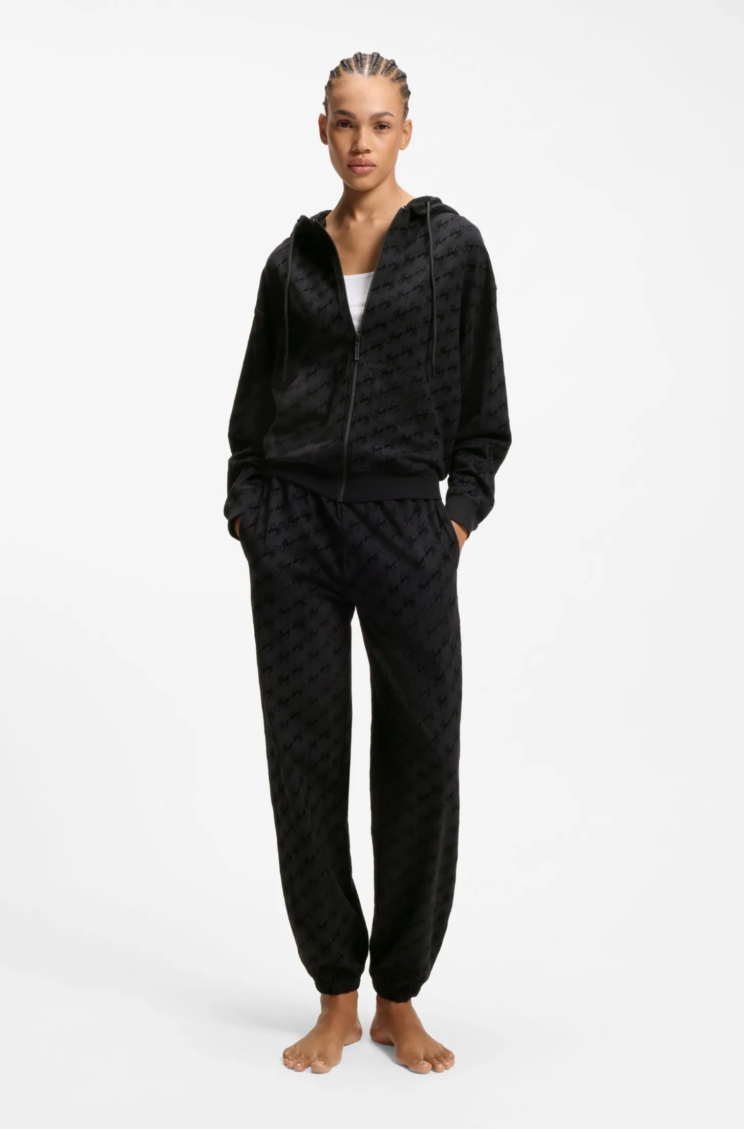 Relaxed-Fit Jacke mit Kapuze und Flock-Logo-Print