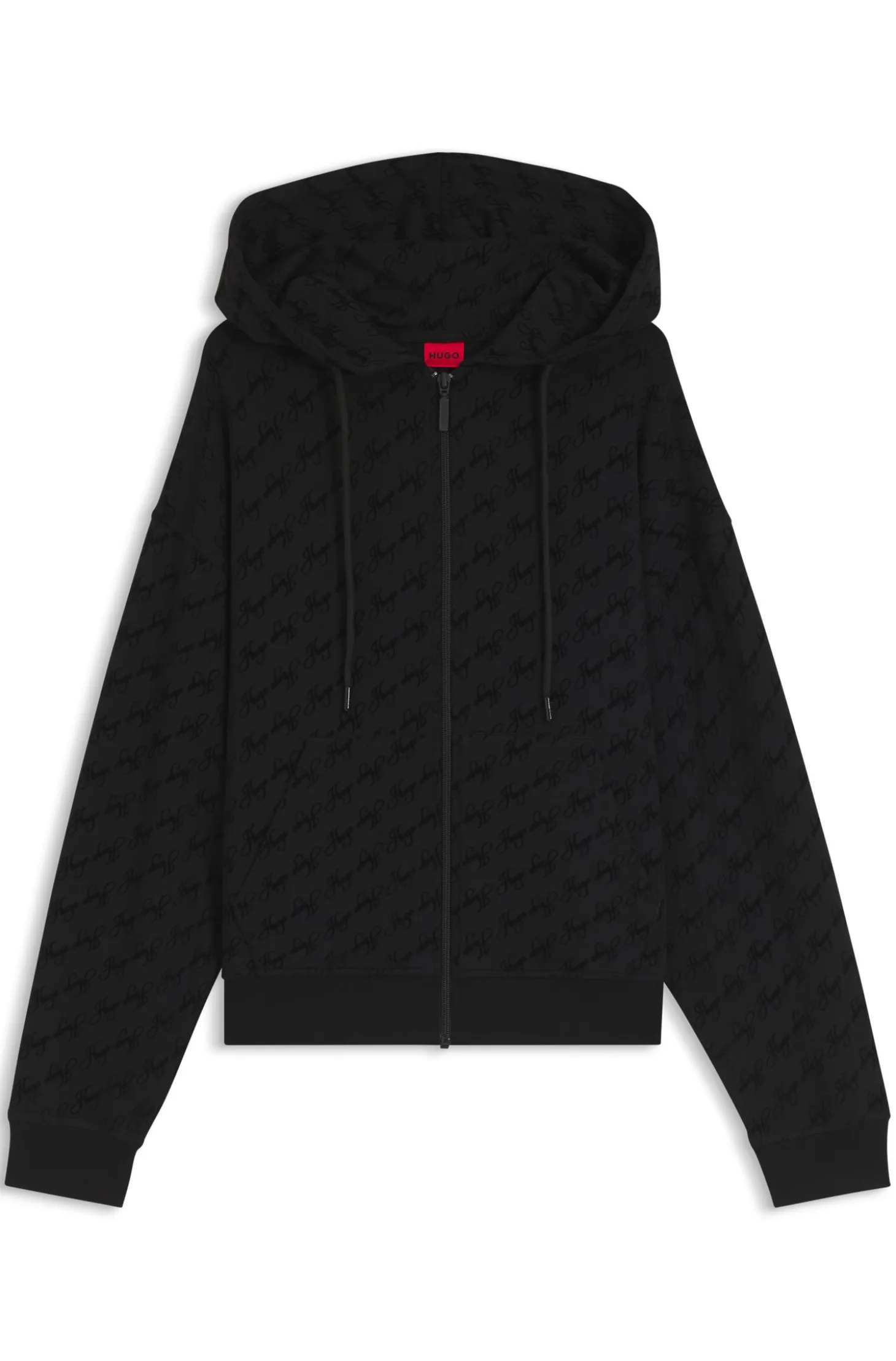 Relaxed-Fit Jacke mit Kapuze und Flock-Logo-Print