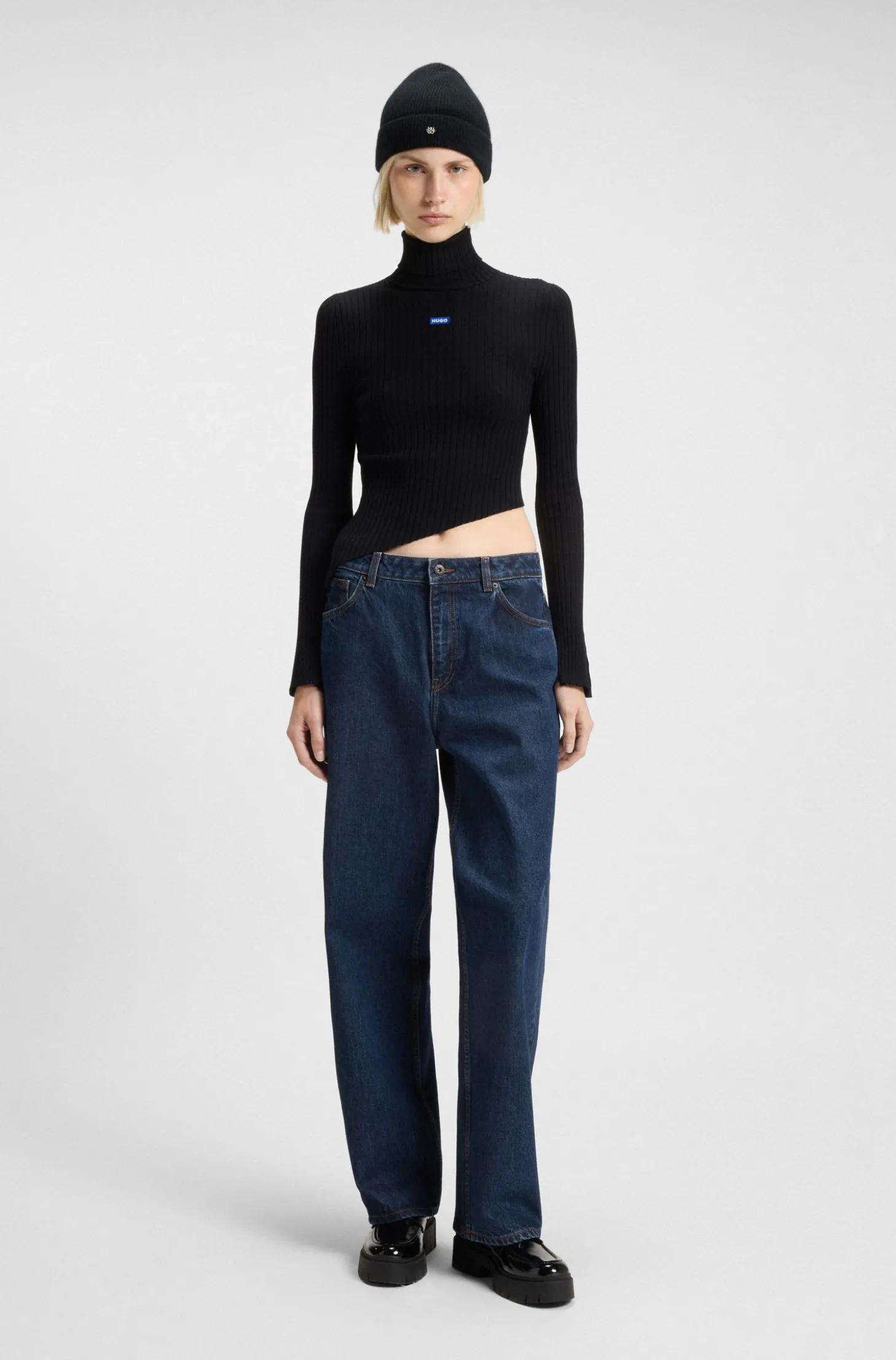 Relaxed-Fit Jeans aus blauem Denim mit Rinse-Waschung