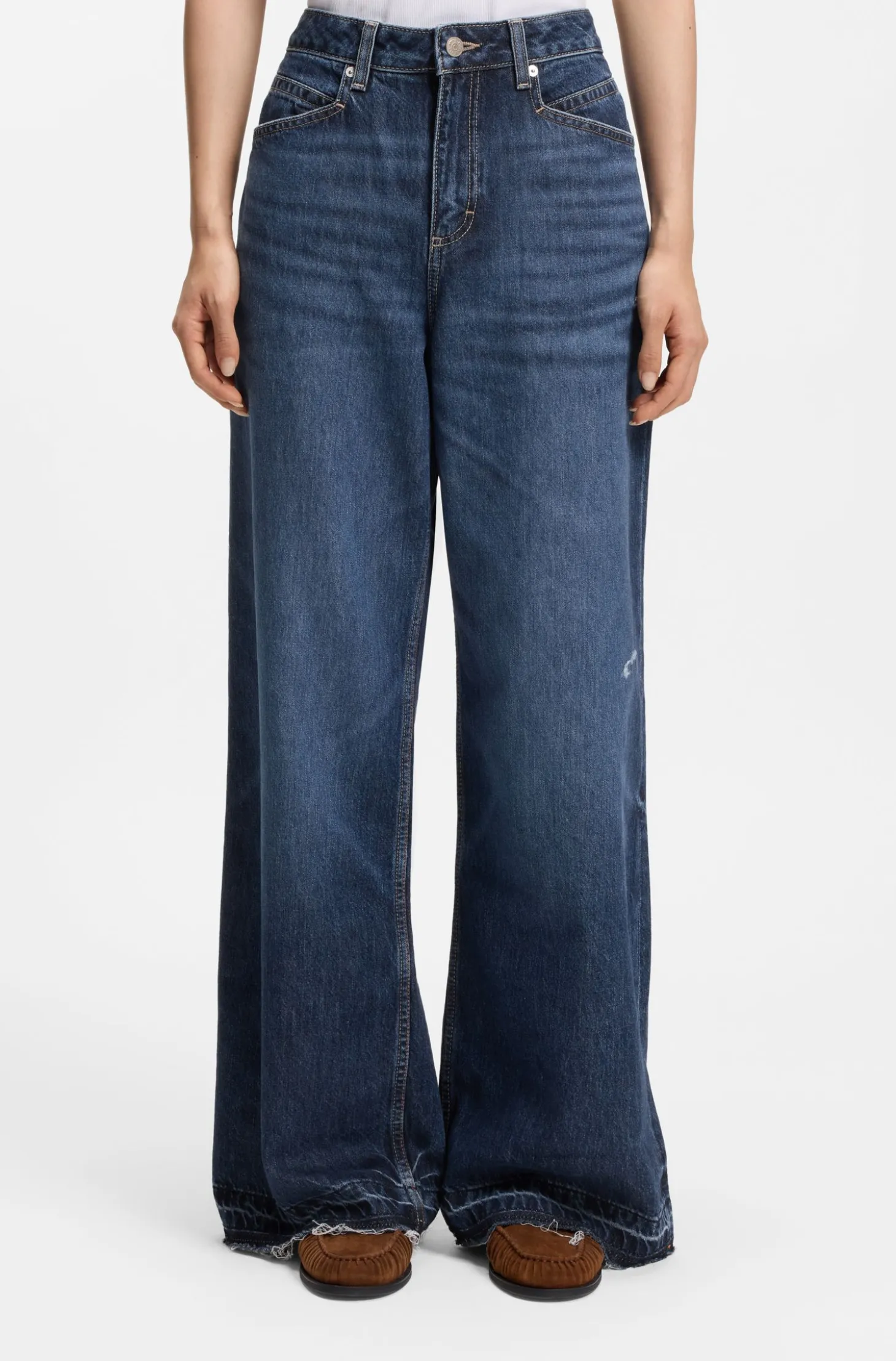 Relaxed-Fit Jeans aus blauem, festem Denim
