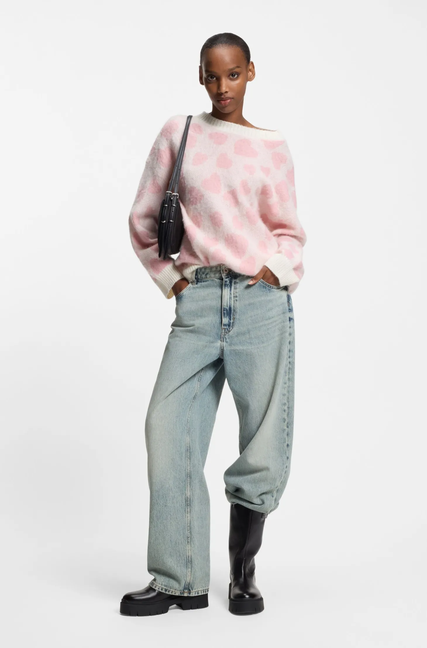 Relaxed-Fit Jeans aus meerblauem festem Denim