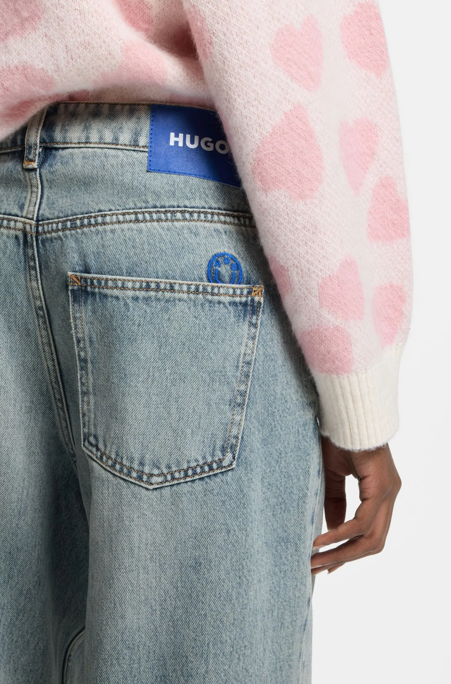 Relaxed-Fit Jeans aus meerblauem festem Denim