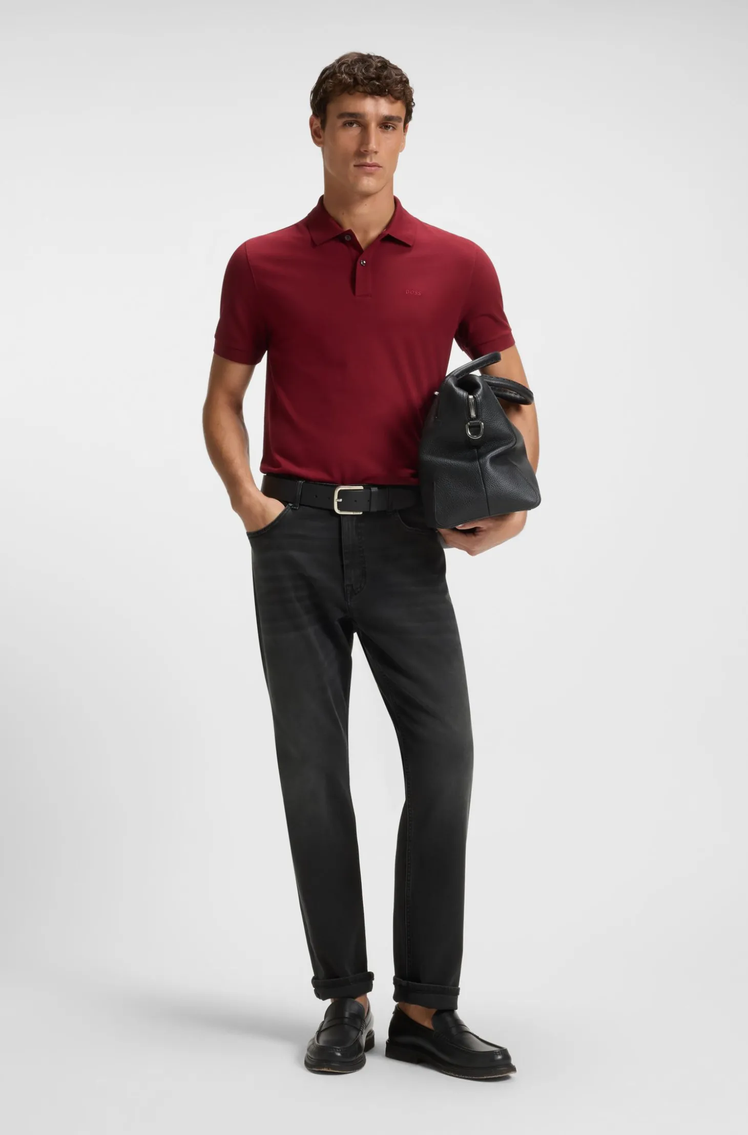 Relaxed-Fit Jeans aus schwarzem Stretch-Denim