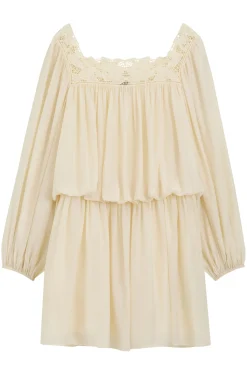 Relaxed-Fit Kleid aus Musselin mit besticktem Ausschnitt